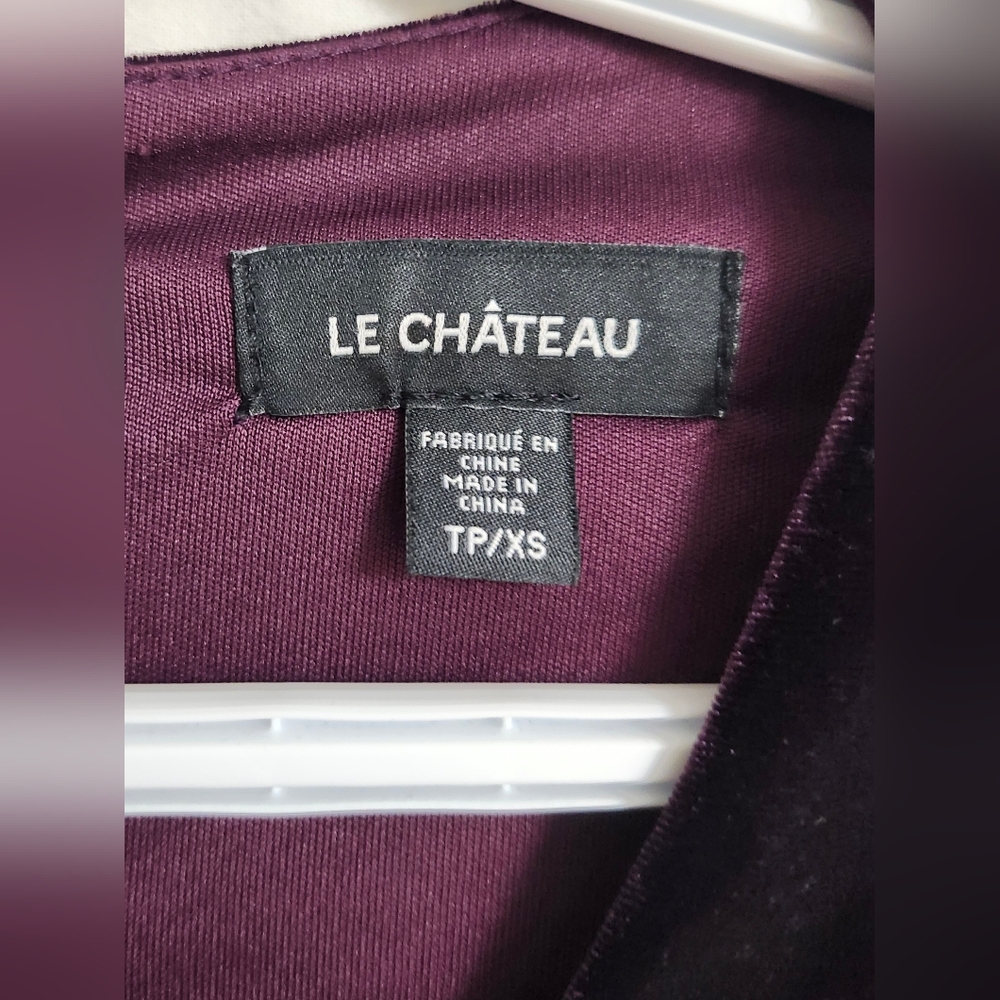 Le Chateau Deep Purple Faux Wrap Long Sleeve Dress. - Picture 5 of 8